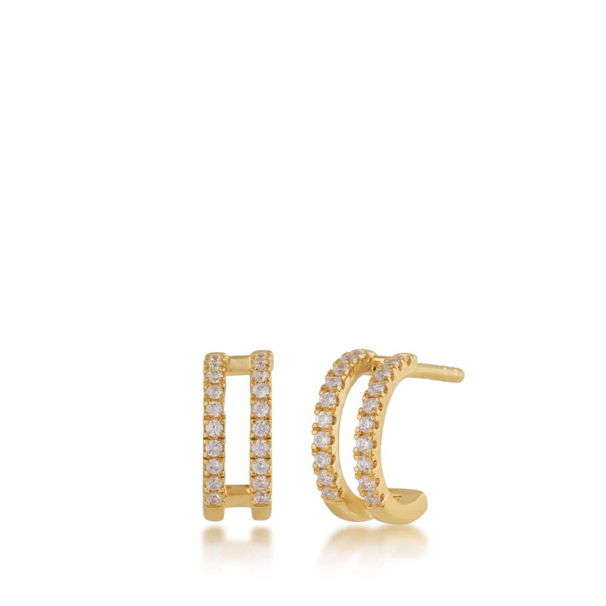 Demi Fine 1/5 ct. tw. Diamond Double Half Hoop Earrings in 10K Yellow Gold