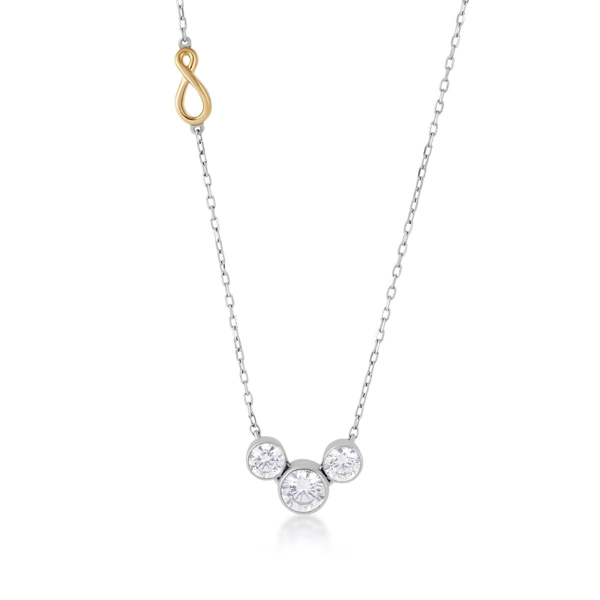 Infinite Love 1 ct. tw. Lab-Grown Diamond 3-Stone Infinity Necklace in 10K White & Yellow Gold