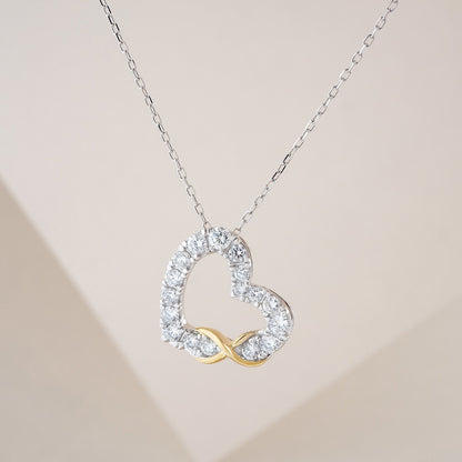 Infinite Love 3/4 ct. tw. Lab-Grown Diamond Infinity Heart Pendant in 10K White & Yellow Gold front view