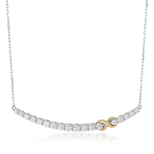 Infinite Love 1-1/2 ct. tw. Lab-Grown Diamond Curved Bar Infinity Necklace in 10K White & Yellow Gold