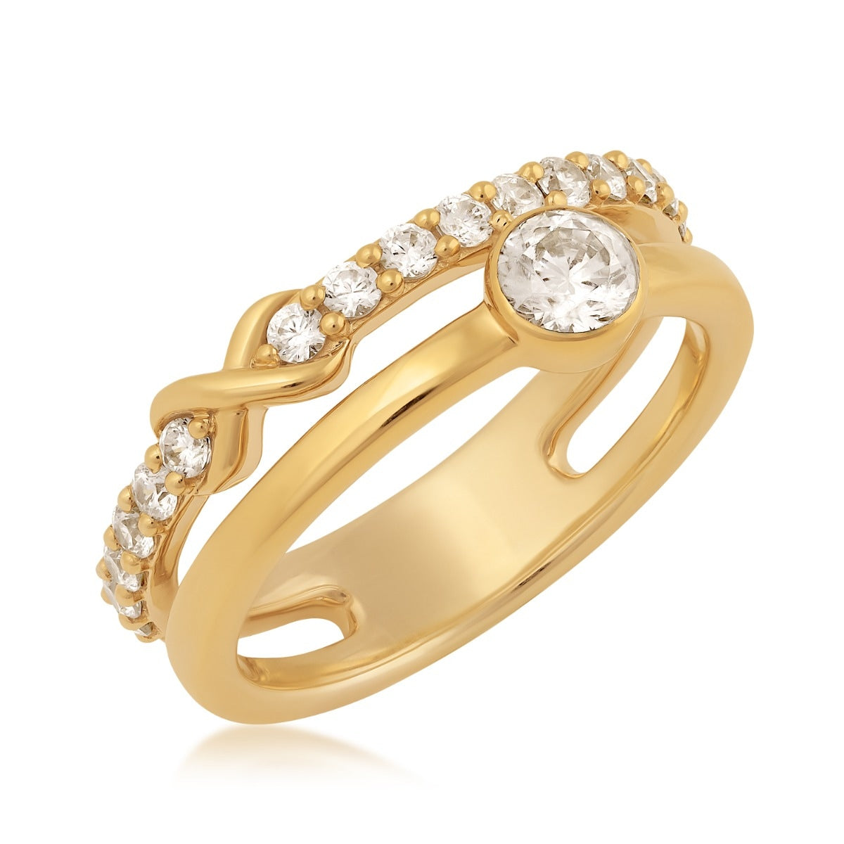 Infinite Love 3/4 ct. tw. Lab-Grown Diamond Infinity Stackable Ring in 10K Yellow Gold front view