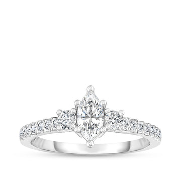 GOLD TAG Timeless 5/8 ct. tw. Marquise & Round Diamond Engagement Ring in 14K White Gold