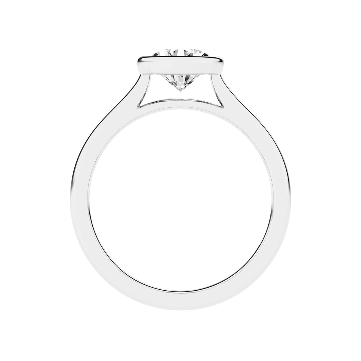 Adamante 1 ct. tw. Lab-Grown Round Diamond Bezel Set Solitaire Engagement Ring in 14K White Gold front view