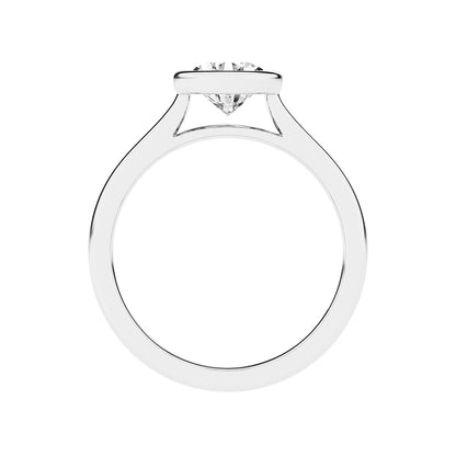 Adamante 1 ct. tw. Lab-Grown Round Diamond Bezel Set Solitaire Engagement Ring in 14K White Gold front view