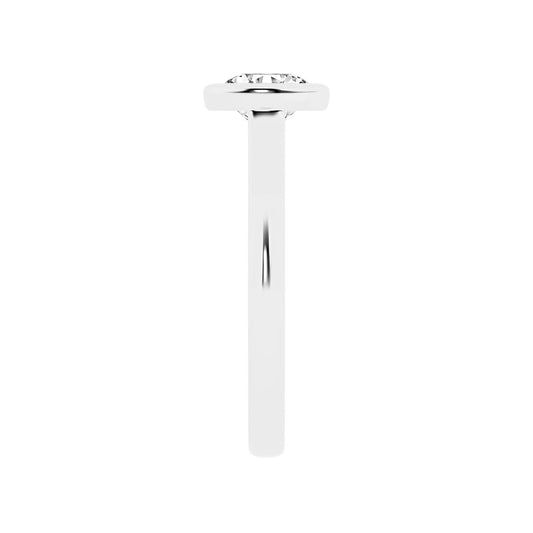 Adamante 1 ct. tw. Lab-Grown Round Diamond Bezel Set Solitaire Engagement Ring in 14K White Gold close-up detail