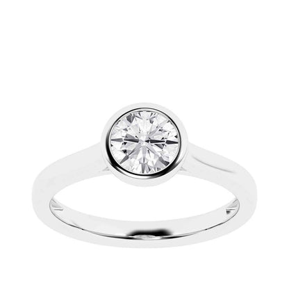 Adamante 1 ct. tw. Lab-Grown Round Diamond Bezel Set Solitaire Engagement Ring in 14K White Gold