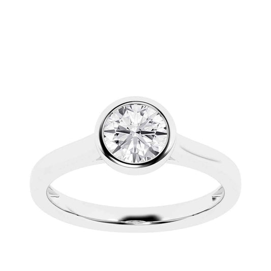 Adamante 1 ct. tw. Lab-Grown Round Diamond Bezel Set Solitaire Engagement Ring in 14K White Gold
