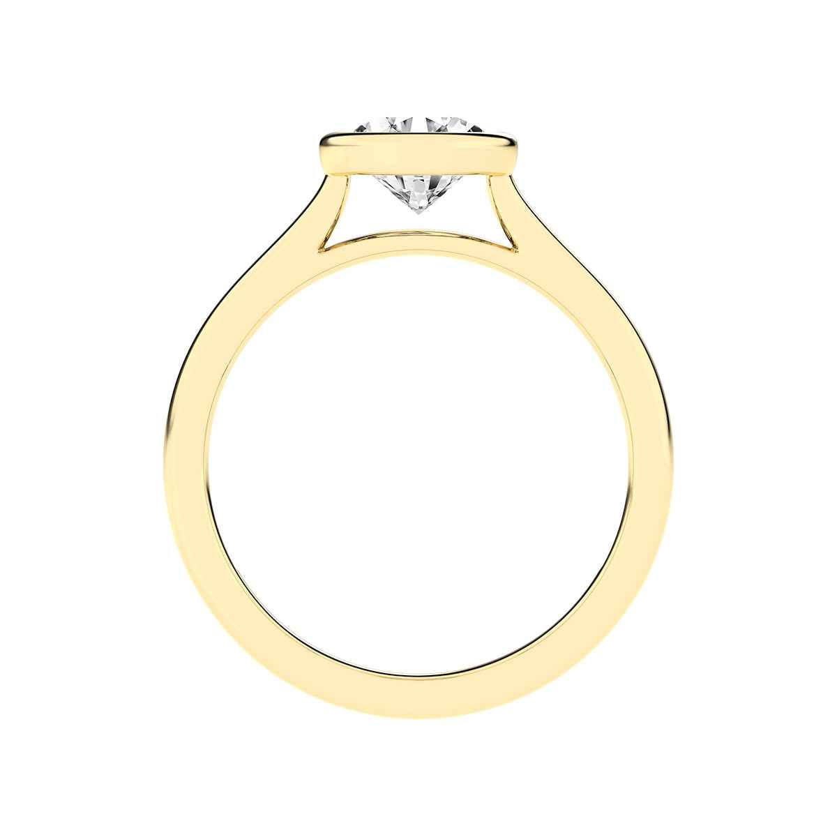 Adamante 1 ct. tw. Lab-Grown Round Diamond Bezel Set Solitaire Engagement Ring in 14K Yellow Gold front view