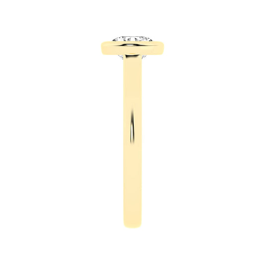 Adamante 1 ct. tw. Lab-Grown Round Diamond Bezel Set Solitaire Engagement Ring in 14K Yellow Gold close-up detail