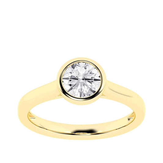 Adamante 1 ct. tw. Lab-Grown Round Diamond Bezel Set Solitaire Engagement Ring in 14K Yellow Gold