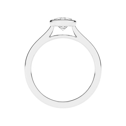 Adamante 1 ct. tw. Lab-Grown Oval Diamond Bezel Set Solitaire Engagement Ring in 14K White Gold front view