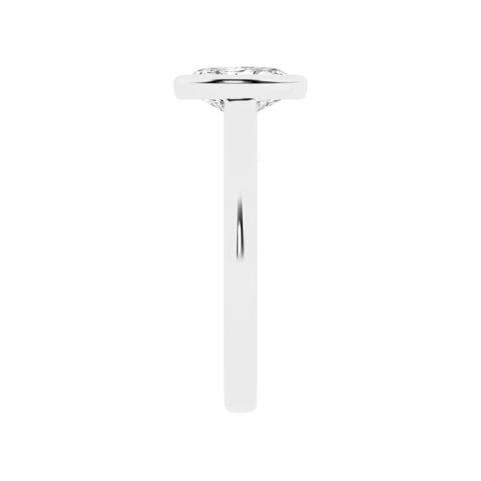 Adamante 1 ct. tw. Lab-Grown Oval Diamond Bezel Set Solitaire Engagement Ring in 14K White Gold close-up detail