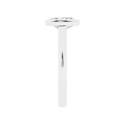 Adamante 1 ct. tw. Lab-Grown Oval Diamond Bezel Set Solitaire Engagement Ring in 14K White Gold close-up detail