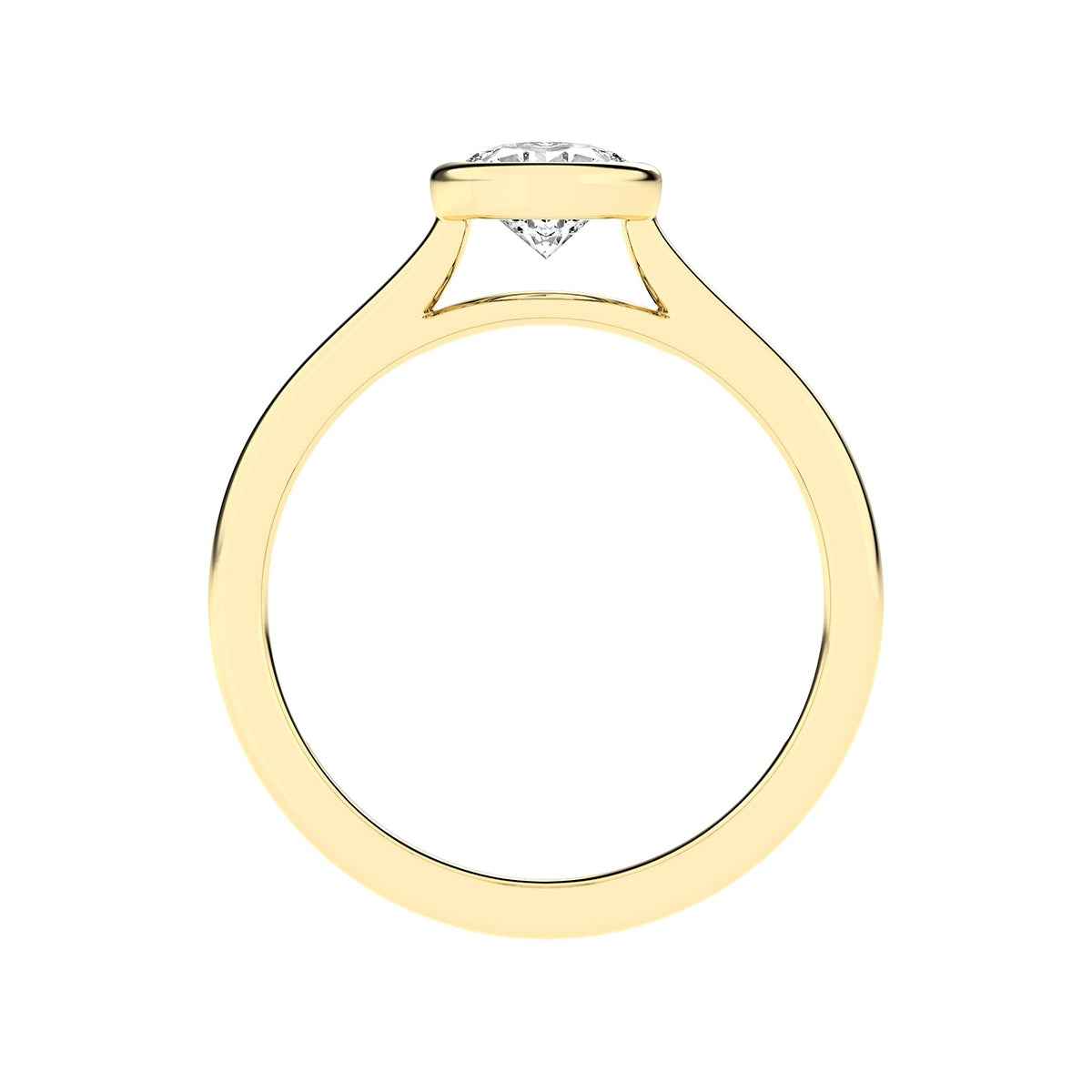 Adamante 1 ct. tw. Lab-Grown Oval Diamond Bezel Set Solitaire Engagement Ring in 14K Yellow Gold front view