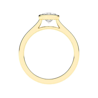 Adamante 1 ct. tw. Lab-Grown Oval Diamond Bezel Set Solitaire Engagement Ring in 14K Yellow Gold front view
