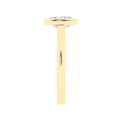Adamante 1 ct. tw. Lab-Grown Oval Diamond Bezel Set Solitaire Engagement Ring in 14K Yellow Gold close-up detail