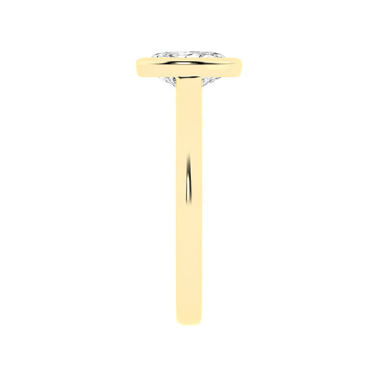 Adamante 1 ct. tw. Lab-Grown Oval Diamond Bezel Set Solitaire Engagement Ring in 14K Yellow Gold close-up detail