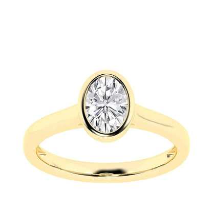 Adamante 1 ct. tw. Lab-Grown Oval Diamond Bezel Set Solitaire Engagement Ring in 14K Yellow Gold