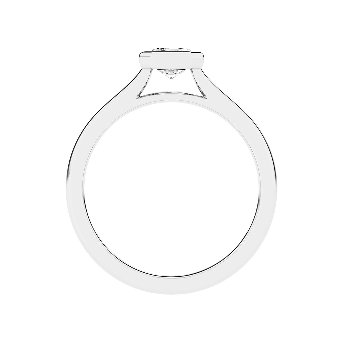 Adamante 1 ct. tw. Lab-Grown Emerald Cut Diamond Bezel Set Solitaire Engagement Ring in 14K White Gold front view