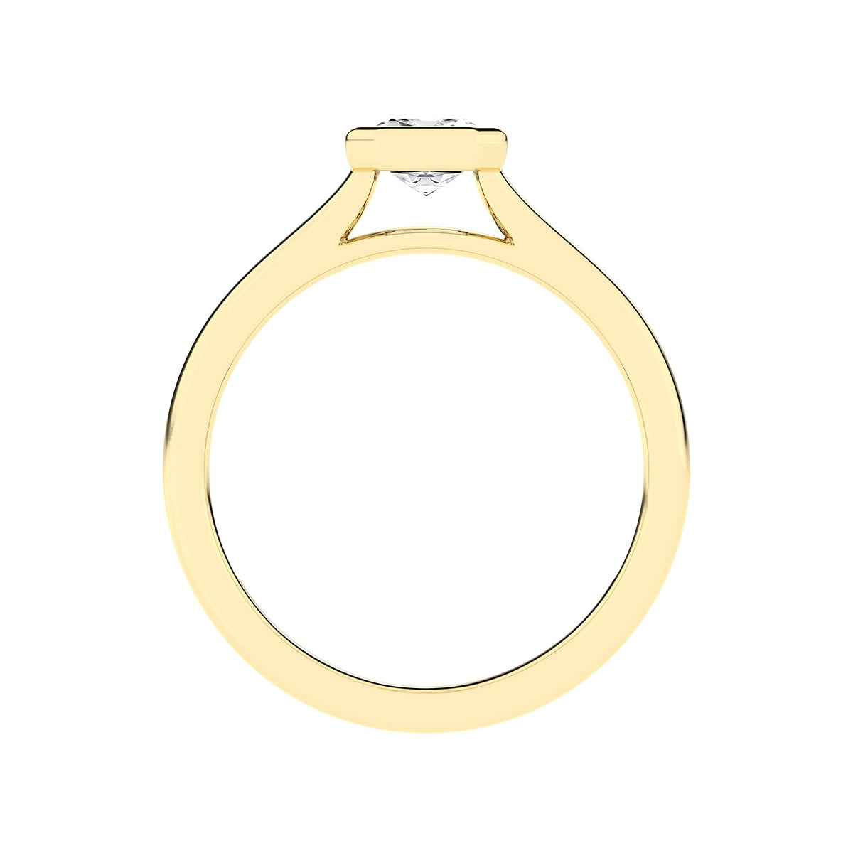 Adamante 1 ct. tw. Lab-Grown Emerald Cut Diamond Bezel Set Solitaire Engagement Ring in 14K Yellow Gold front view