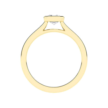 Adamante 1 ct. tw. Lab-Grown Emerald Cut Diamond Bezel Set Solitaire Engagement Ring in 14K Yellow Gold front view