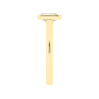 Adamante 1 ct. tw. Lab-Grown Emerald Cut Diamond Bezel Set Solitaire Engagement Ring in 14K Yellow Gold close-up detail