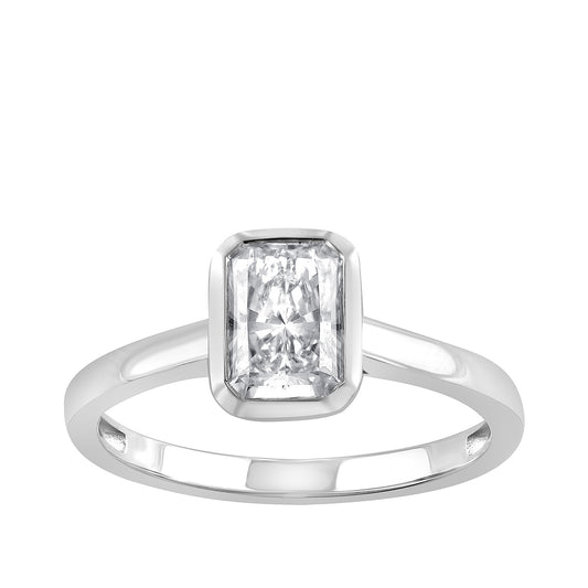 Adamante 1 ct. tw. Lab-Grown Radiant Cut Diamond Bezel Set Solitaire Engagement Ring in 14K White Gold
