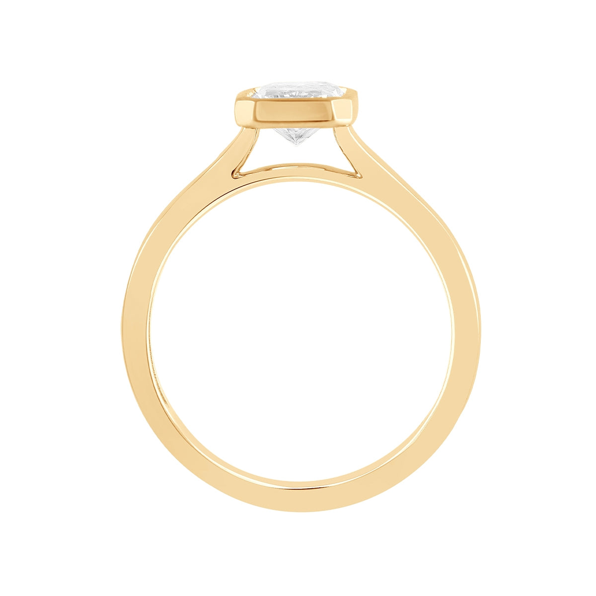Adamante 1 ct. tw. Lab-Grown Radiant Cut Diamond Bezel Set Solitaire Engagement Ring in 14K Yellow Gold front view