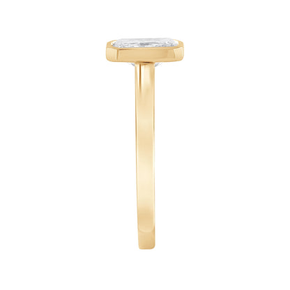 Adamante 1 ct. tw. Lab-Grown Radiant Cut Diamond Bezel Set Solitaire Engagement Ring in 14K Yellow Gold close-up detail