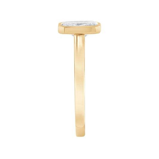 Adamante 1 ct. tw. Lab-Grown Radiant Cut Diamond Bezel Set Solitaire Engagement Ring in 14K Yellow Gold close-up detail