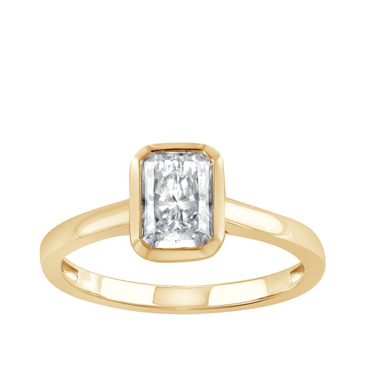 Adamante 1 ct. tw. Lab-Grown Radiant Cut Diamond Bezel Set Solitaire Engagement Ring in 14K Yellow Gold