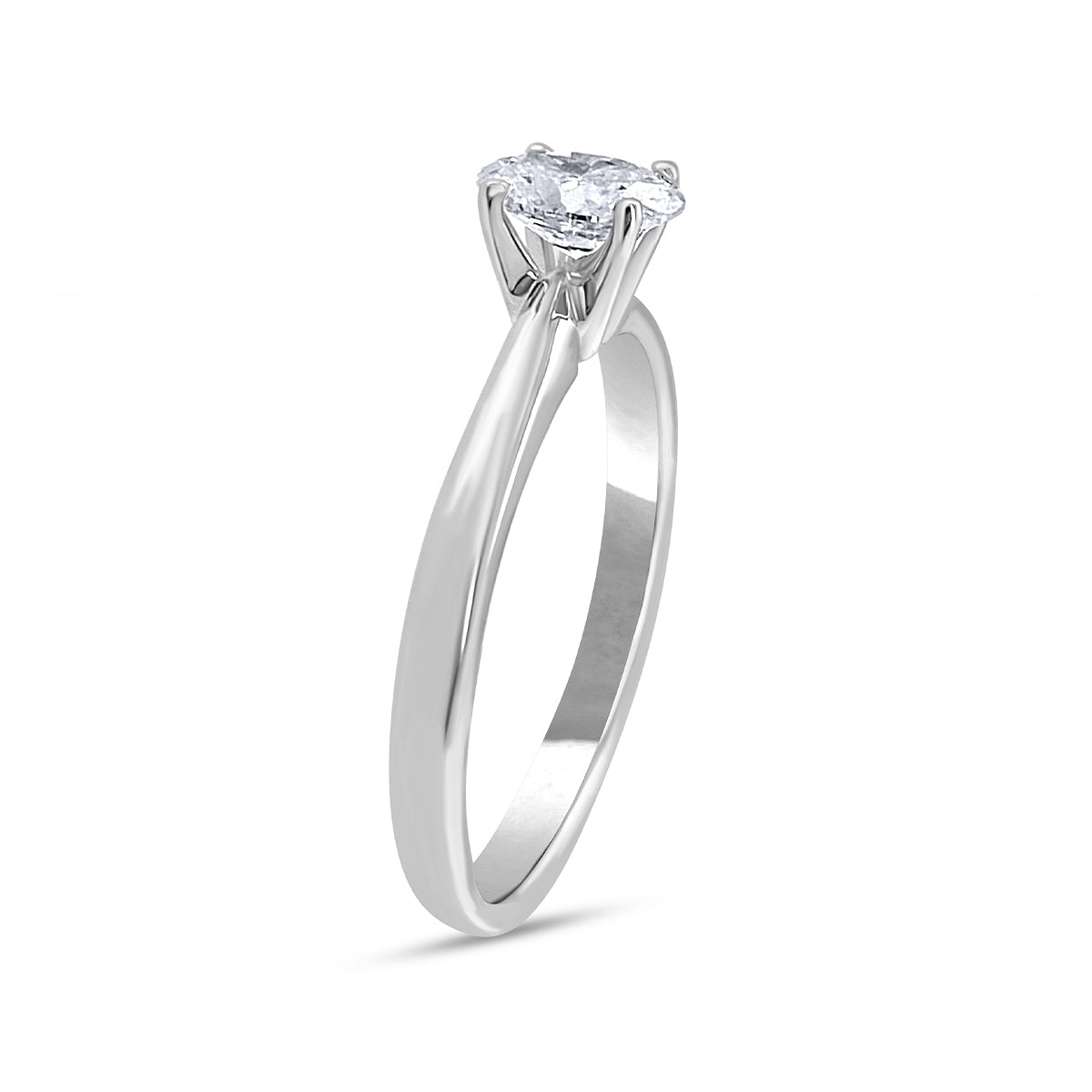 1/2 ct. tw. Oval Diamond Solitaire Engagement Ring in 14K White Gold front view