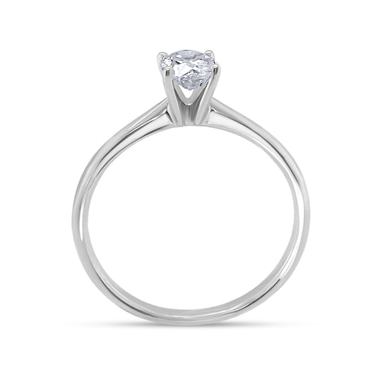 1/2 ct. tw. Oval Diamond Solitaire Engagement Ring in 14K White Gold close-up detail