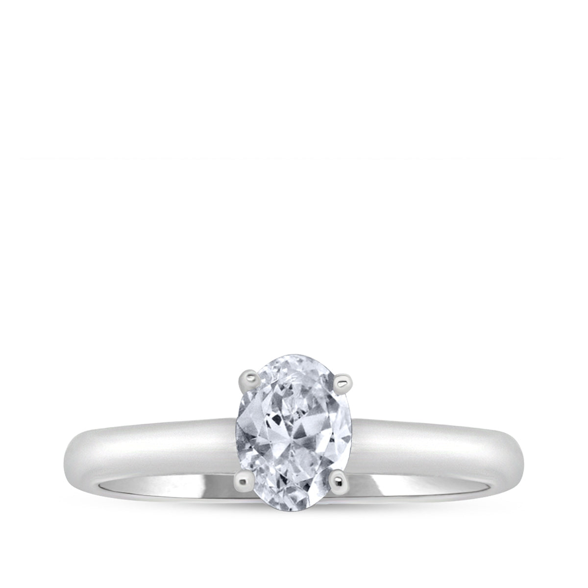 1/2 ct. tw. Oval Diamond Solitaire Engagement Ring in 14K White Gold
