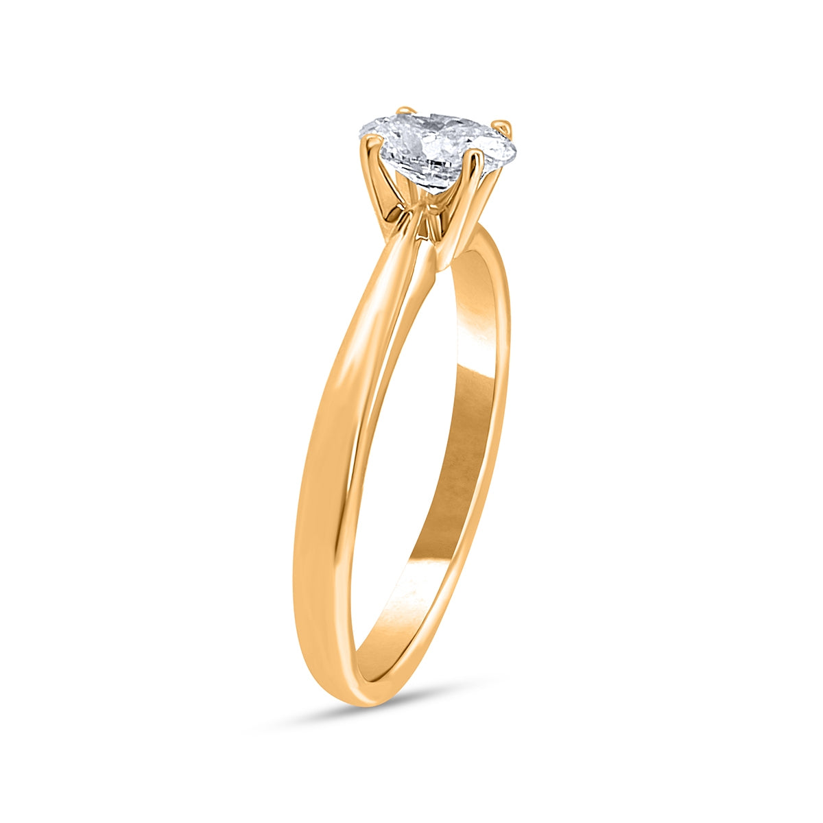 1/2 ct. tw. Oval Diamond Solitaire Engagement Ring in 14K Yellow Gold front view