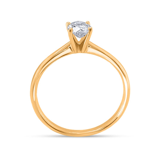 1/2 ct. tw. Oval Diamond Solitaire Engagement Ring in 14K Yellow Gold close-up detail