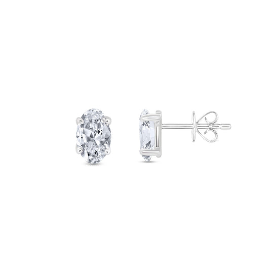 1 ct. tw. Oval Diamond Solitaire Earrings in 14K White Gold