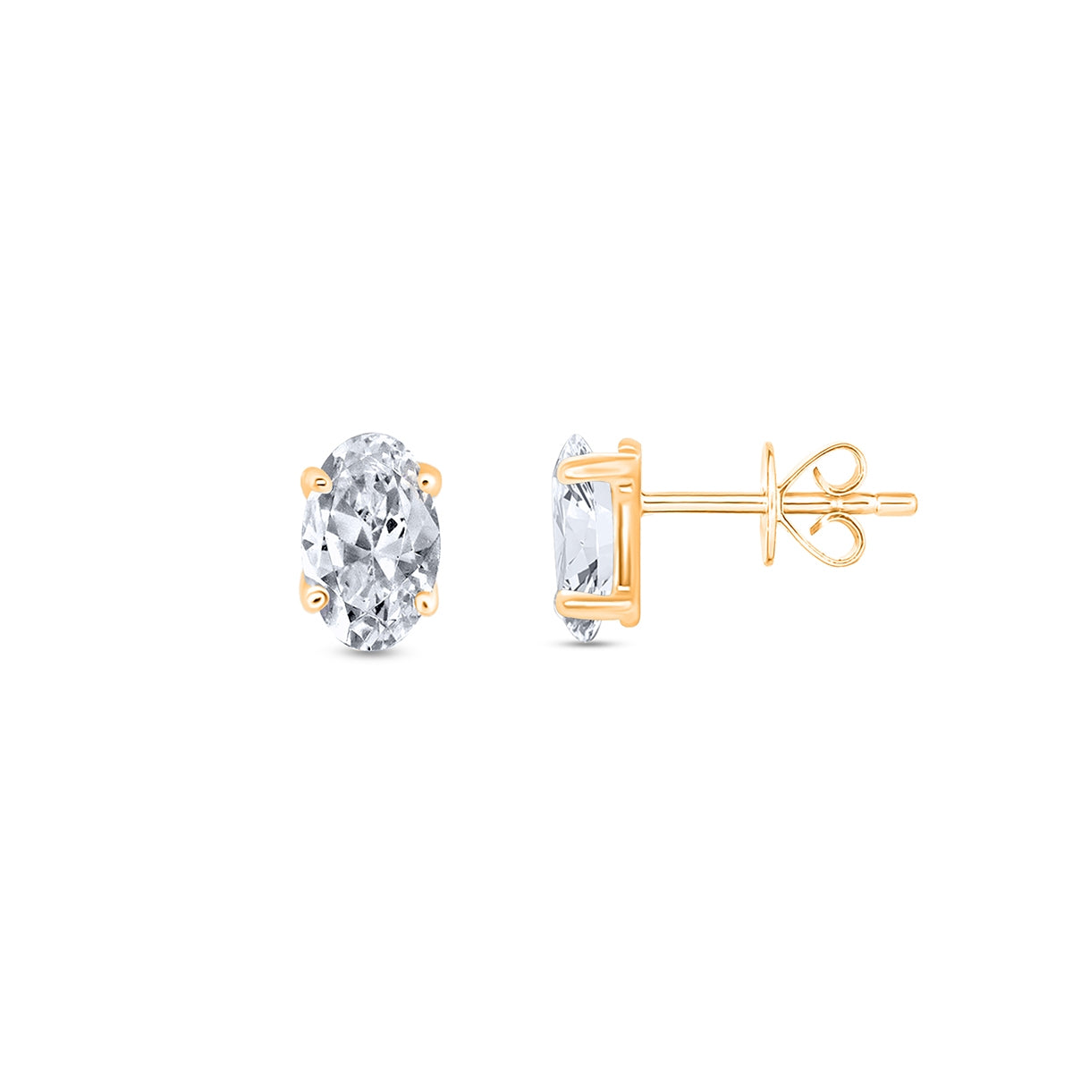 1 ct. tw. Oval Diamond Solitaire Earrings in 14K Yellow Gold