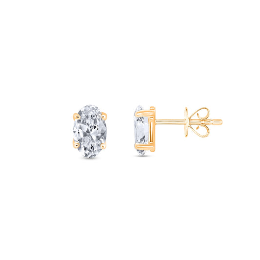 1 ct. tw. Oval Diamond Solitaire Earrings in 14K Yellow Gold