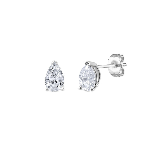 1-1/4 ct. tw. Pear Diamond Solitaire Earrings in 14K White Gold