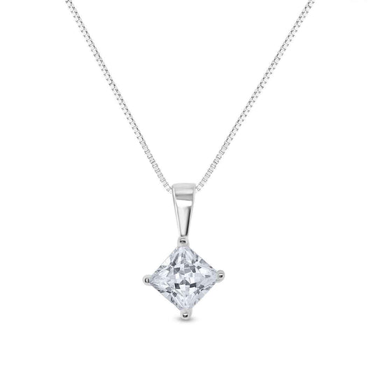 1 ct. tw. Princess Cut Diamond Solitaire Pendant in 14K White Gold