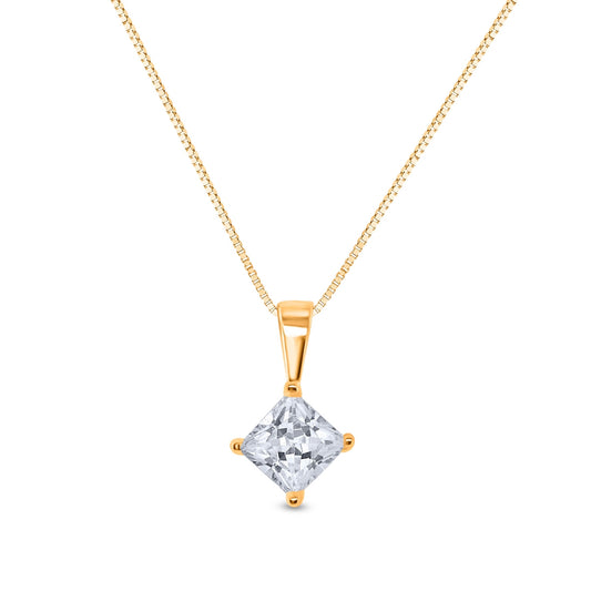 1 ct. tw. Princess Cut Diamond Solitaire Pendant in 14K Yellow Gold