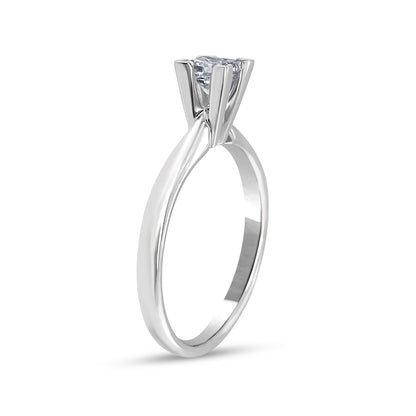 5/8 ct. tw. Princess Cut Diamond Solitaire Engagement Ring in 14K White Gold front view