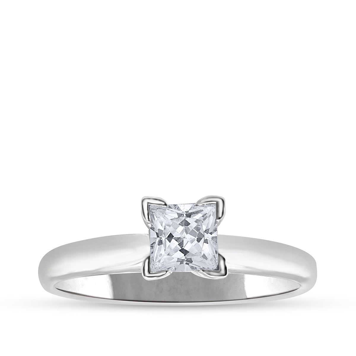 1/2 ct. tw. Princess Cut Diamond Solitaire Engagement Ring in 14K White Gold (2)