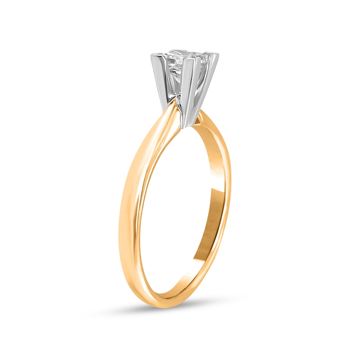 1/2 ct. tw. Princess Cut Diamond Solitaire Engagement Ring in 14K Yellow Gold front view