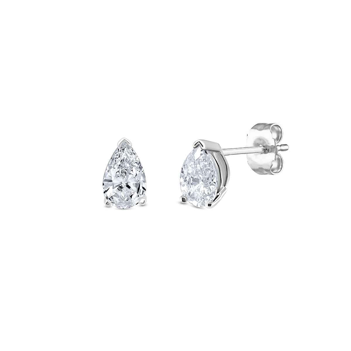 1 ct. tw. Pear Diamond Solitaire Earrings in 14K White Gold