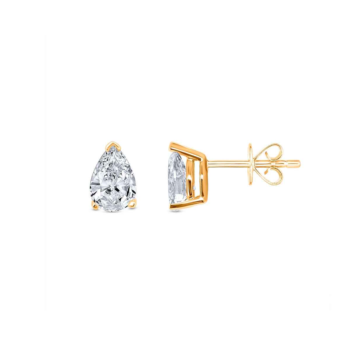 1 ct. tw. Pear Diamond Solitaire Earrings in 14K Yellow Gold