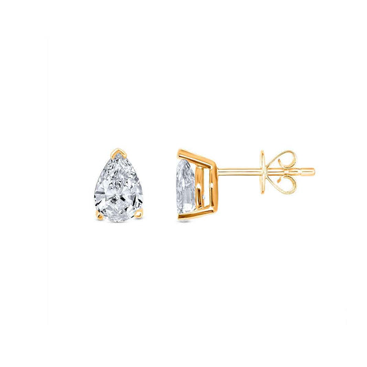 1 ct. tw. Pear Diamond Solitaire Earrings in 14K Yellow Gold