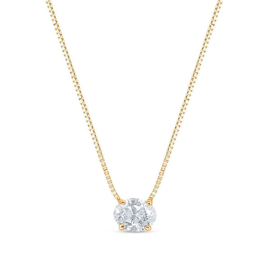 3/8 ct. tw. Oval Diamond Solitaire Necklace in 14K Yellow Gold