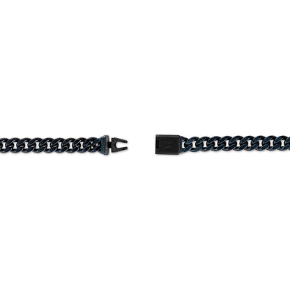 Bulova Men's 6mm 22-inch Curb Chain Necklace in Blue Ion Plated Stainless Steel front view